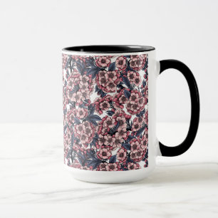 Caneca Cereja floresce em rosa e azul