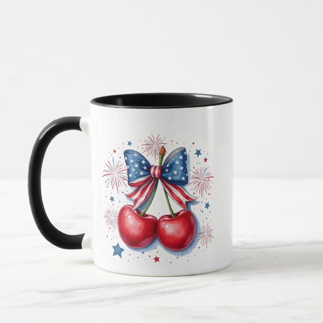 Caneca Cerejas com Arco Coquette 4 de julho Americano (Esquerda)