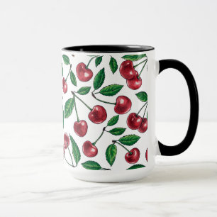 Caneca Cerejas vermelhas em branco