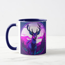 Caneca Cerf majestueux en paysage néon.