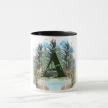Cervo Aquarela Letra Monograma Personalizada A