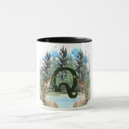 Caneca Cervo Aquarela Letra Monograma Personalizado Q