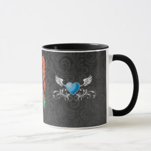 CANECA CERVO PRETO DO AZUL DO CABELO DA MULHER DE PAISLEY
