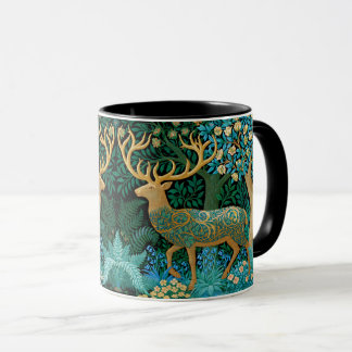 Caneca Cervos & Floresta Pintura Estilo William Morris Ar
