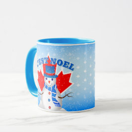 Caneca C'EST NOEL Canadian Maple Leaf Snowman Natal