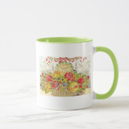 Caneca Cesta bonita das pombas & dos rosas dos namorados