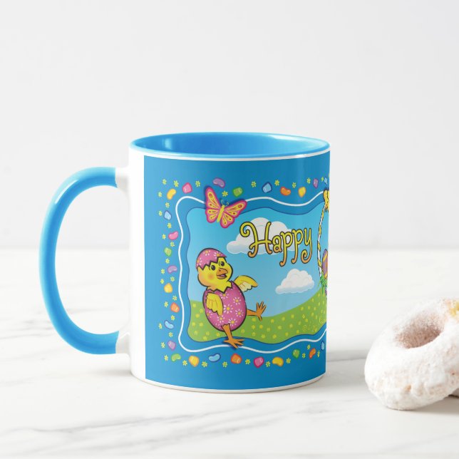 Caneca Cesta de Páscoa Dançante Cama Cerâmica (Com Donut)