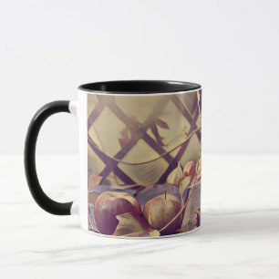 Caneca Cesto de outono com pintura de maçãs frutas