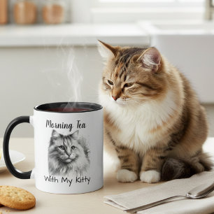 Caneca Chá branco e preto, com Gatinho PERSONALIZANDO Mug