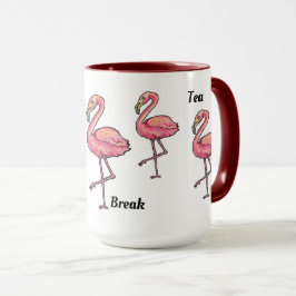 Caneca Chá de café quebrado rosa flamingo