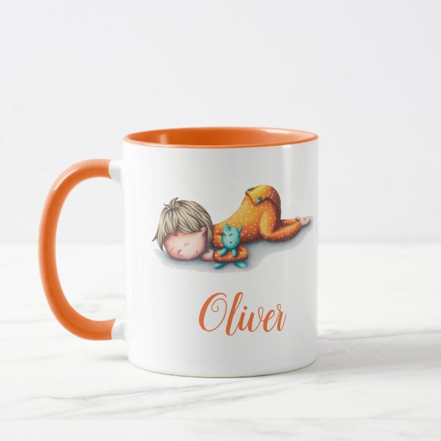 Caneca Chá de fraldas neutro, caneca-dormindo personaliza (Esquerda)