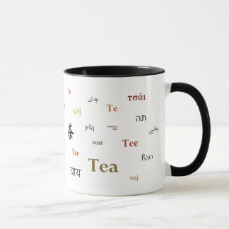 Caneca Chá em línguas diferentes (marrom)