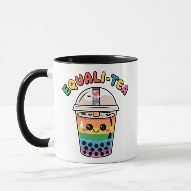 Caneca Chá Igualitário Divertido LGBTQ Bubble Tea Mês do  (Esquerda)