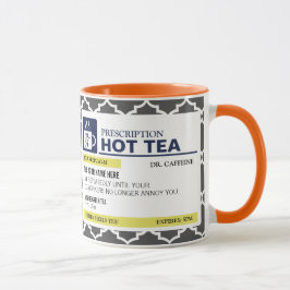 Caneca Chá quente da prescrição engraçada com monograma