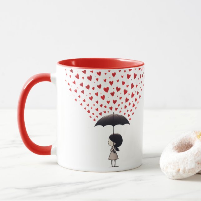 Caneca chá-se com corações amorosos (Com Donut)
