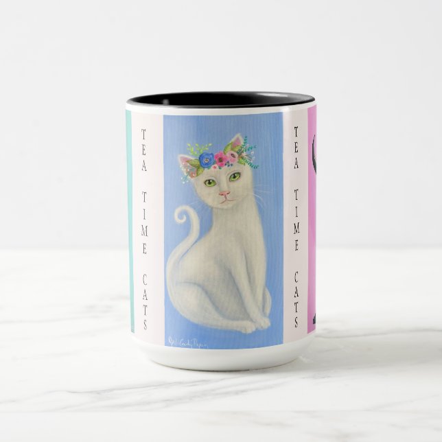 Caneca Chá Time Cats Whimsic Art Mug (Centro)