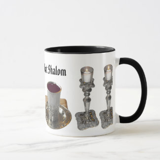 Caneca Chalá, faca, vinho, & velas de Shabbat