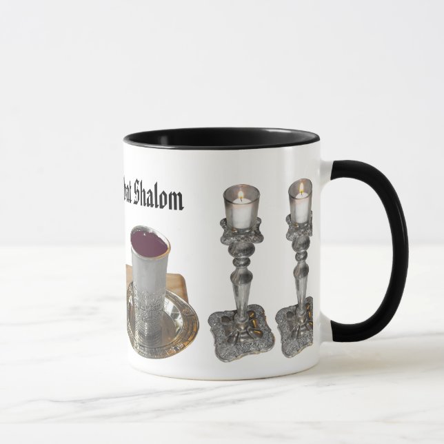 Caneca Chalá, faca, vinho, & velas de Shabbat (Direita)