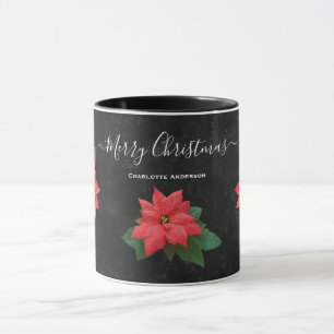 Caneca Chalkboard Botanical Merry Christmas Floral