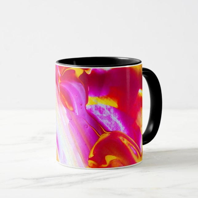 Caneca Chama Líquida - Laranja Brilhante e design amarelo (Frente Esquerda)