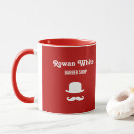 Caneca Chapéu branco e bigode em vermelho