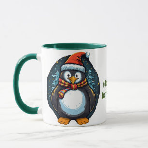Caneca Chapéu Cachecol de Natal Família Pinguim Coordenad