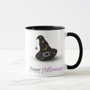 Caneca Chapéu de Bruxa de Halloween com Aranha - Mug
