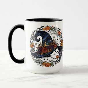 Caneca Chapéu de Bruxa de Halloween Fantasma Abóbora Temp