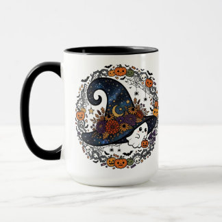 Caneca Chapéu de Bruxa de Halloween Fantasma Abóbora Temp