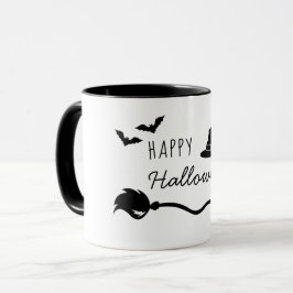 Caneca Chapéu De Bruxa E Vassoura Com Aranha E Morcegos H