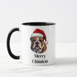 Caneca Chapéu de Papai Noel Bulldog Natal