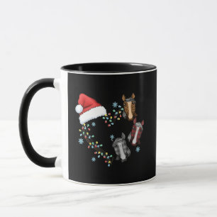 Caneca Chapéu de Papai Noel com Cavalos Equestre Papai No