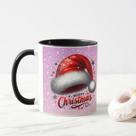 Caneca Chapéu de Papai Noel Escarlate com Brilho