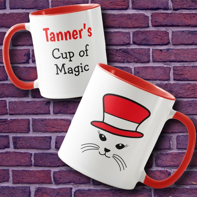 Caneca Chapéu de Pequeno Gato de Neve Personalizável (Criador carregado)