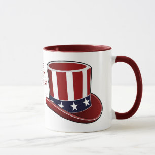 Caneca "Chapéu do Tio Sam "Vida Liberdade Felicida