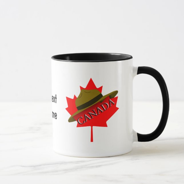 Caneca Chapéu Montado Canadiano no Folha Vermelho do Mapl (Direita)