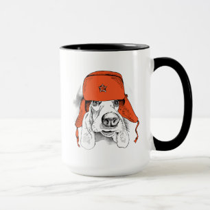 Caneca Chapéu vermelho de Basset Hound   Ushanka