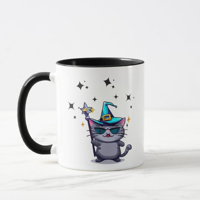 Caneca Chapéus de bruxas do Halloween segurando estrelas  (Esquerda)