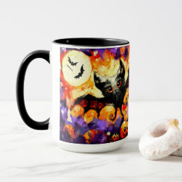 Caneca Chapéus De Lua De Grande Olho De Halloween