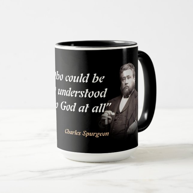 Caneca Charles Spurgeon Quote On Understanding God (Frente Esquerda)