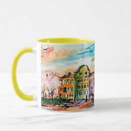 Caneca Charleston South Carolina Rainbow Row Whimsical
