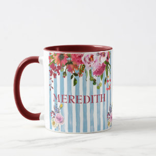 CANECA CHARMING WATERCOLOR NAME ELEGANTE FLORAL MUG