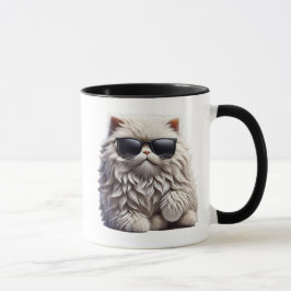Caneca Chat trop stylé avec lunettes de soleil noires.