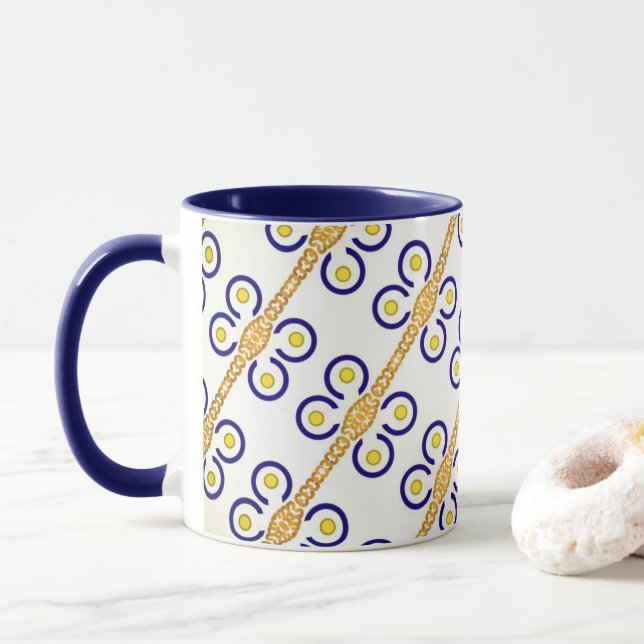 Caneca Chávena MUG 11 oz com magnífico desenho azul e (Com Donut)