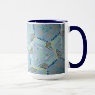 Caneca Chávena MUG Jimette Desenho azul amarelo cinzento