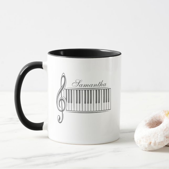 Caneca Chaves de piano triplicam o pianista com o profess (Com Donut)