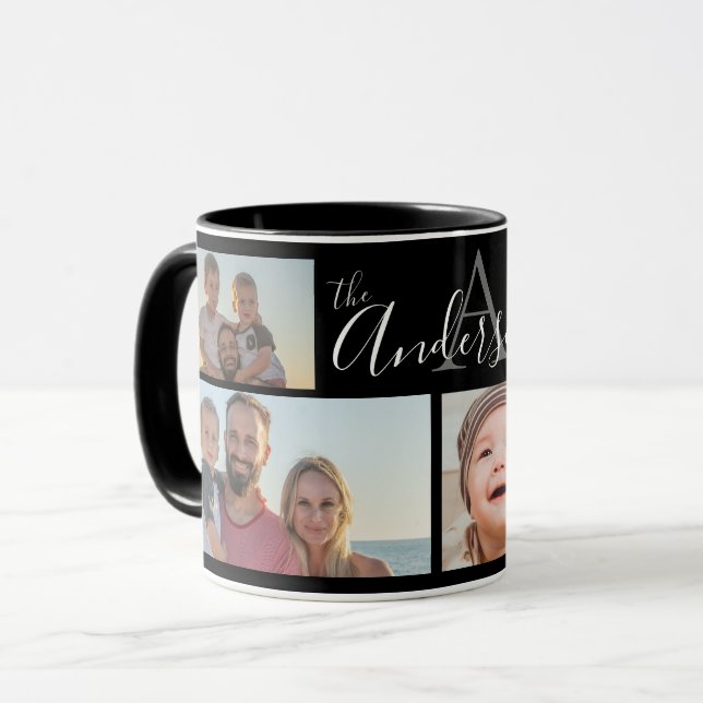 Caneca Chaveta Personalizada de Quatro Fotos da Família M (Frente Esquerda)