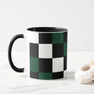 Caneca Checkboard branco preto verde
