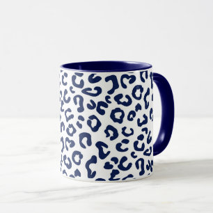 Caneca Cheetah Animal Print em Marinho Azul e Branco