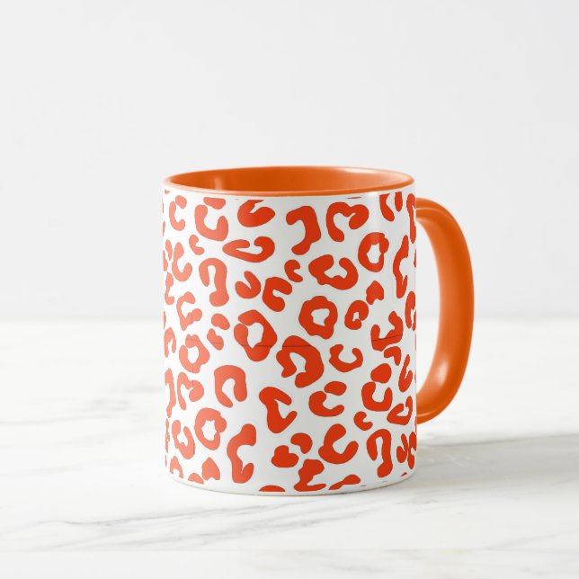 Caneca Cheetah Animal Print in Orange and White Mug (Frente Esquerda)